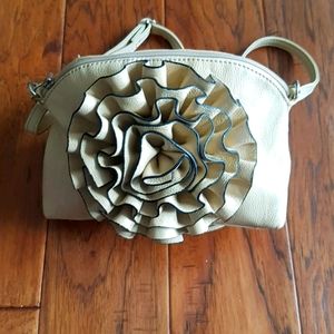 Cream Oversized Front Flower Crossbody Purse
